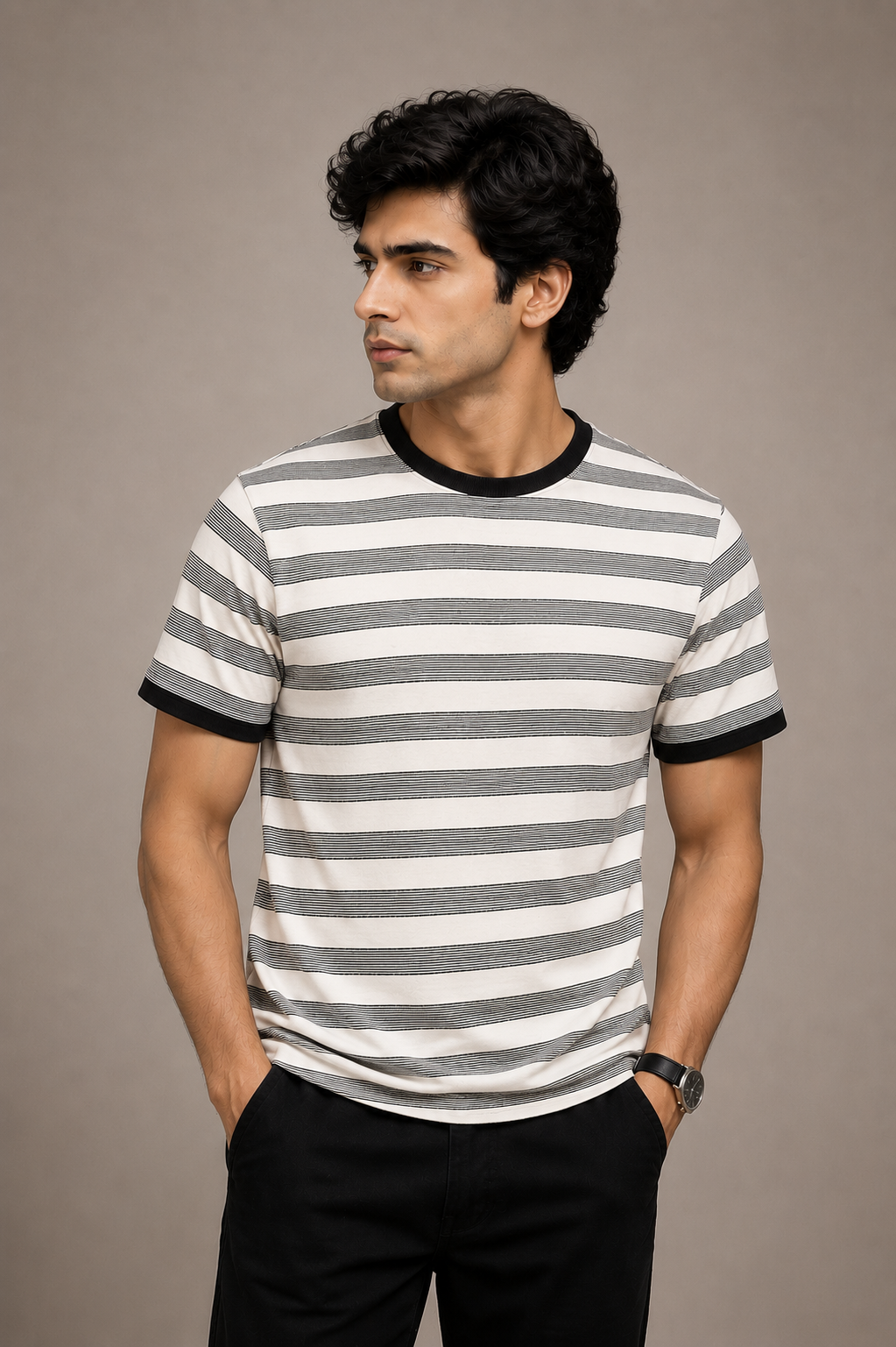 Premium Striped Round Neck T-Shirt