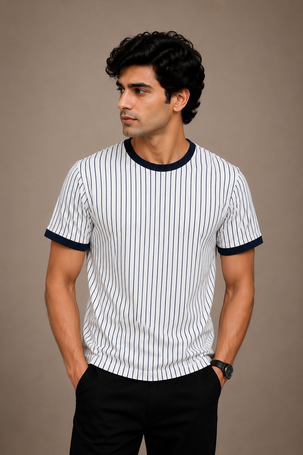Premium Striped Crew Neck T-Shirt