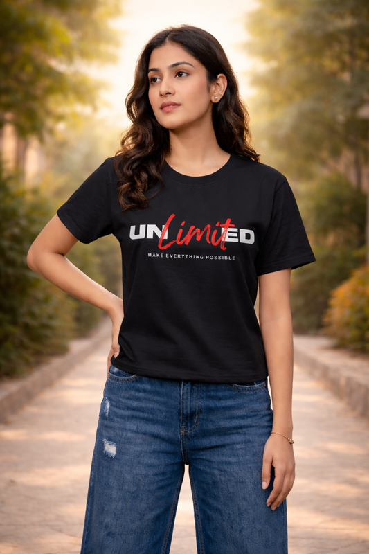 Unlimited Black Graphic Motivational T-Shirt