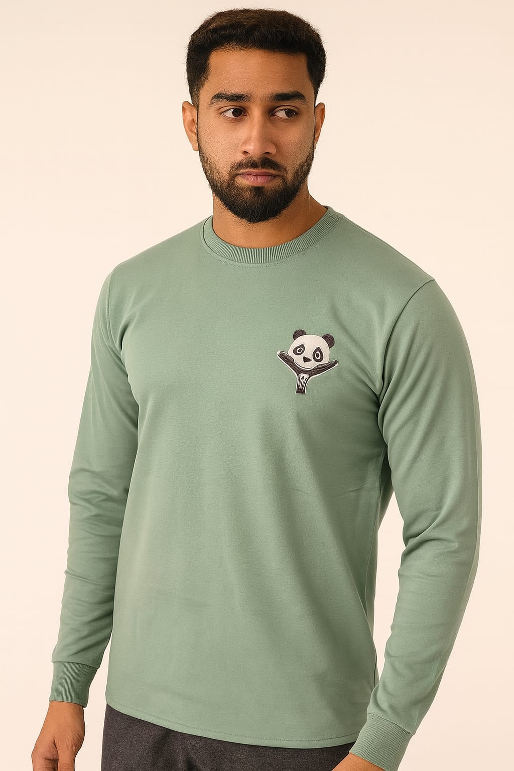 Stay Weird Panda Graphic Fleece Sweatshirt for Men